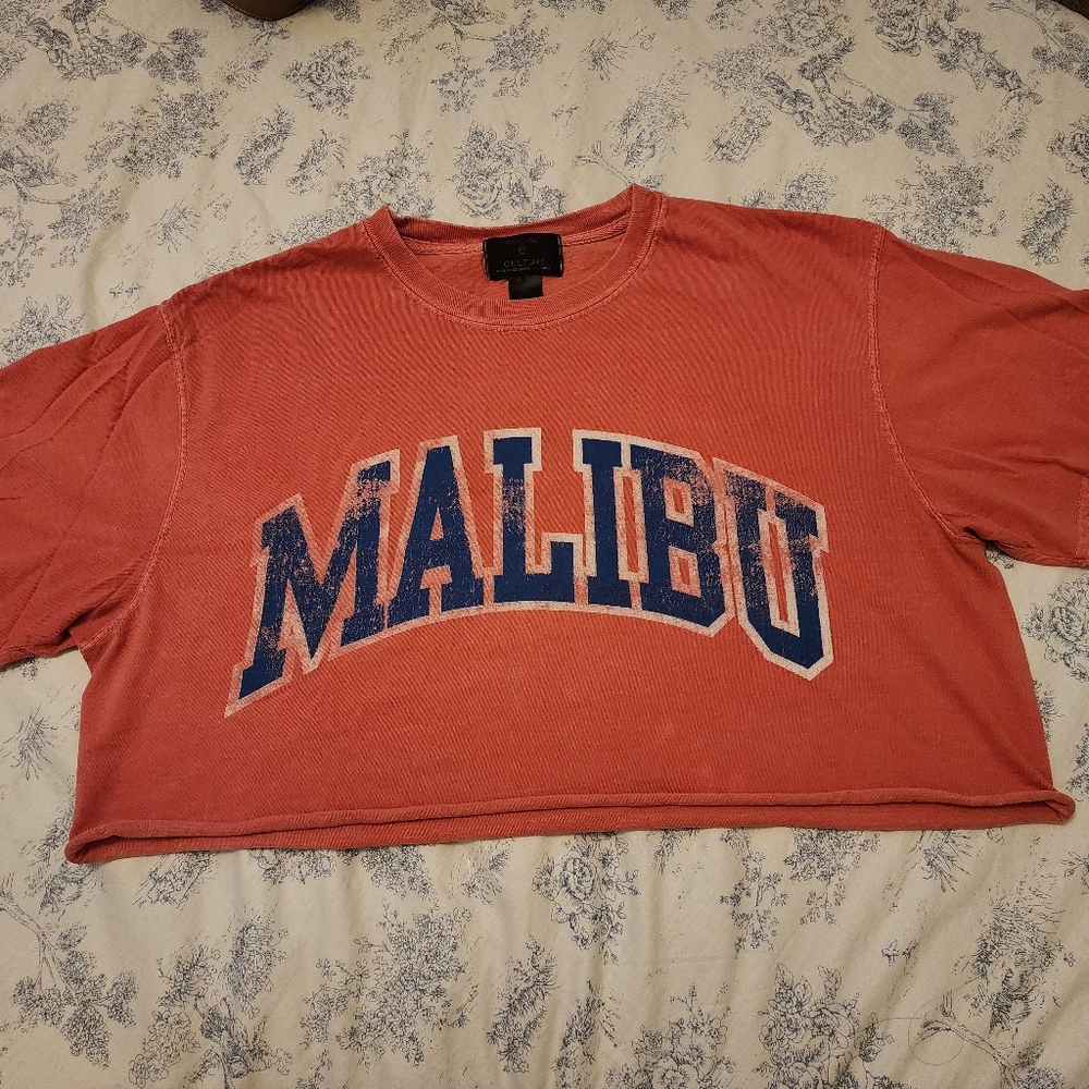 Coral Graphic Crop Top with Malibu Print